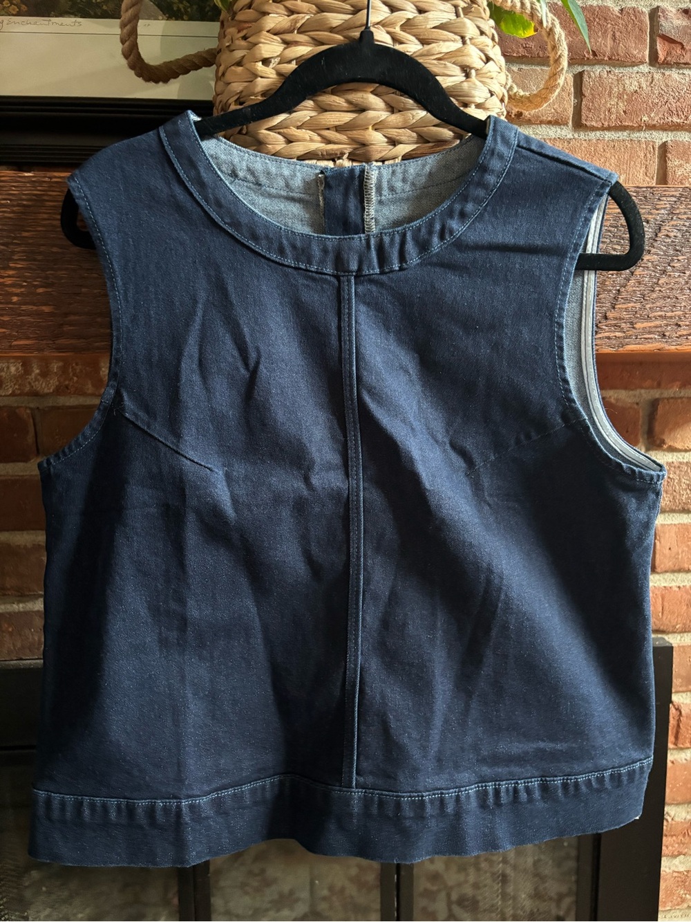 Women's Navy Sleeveless Denim Tank Top